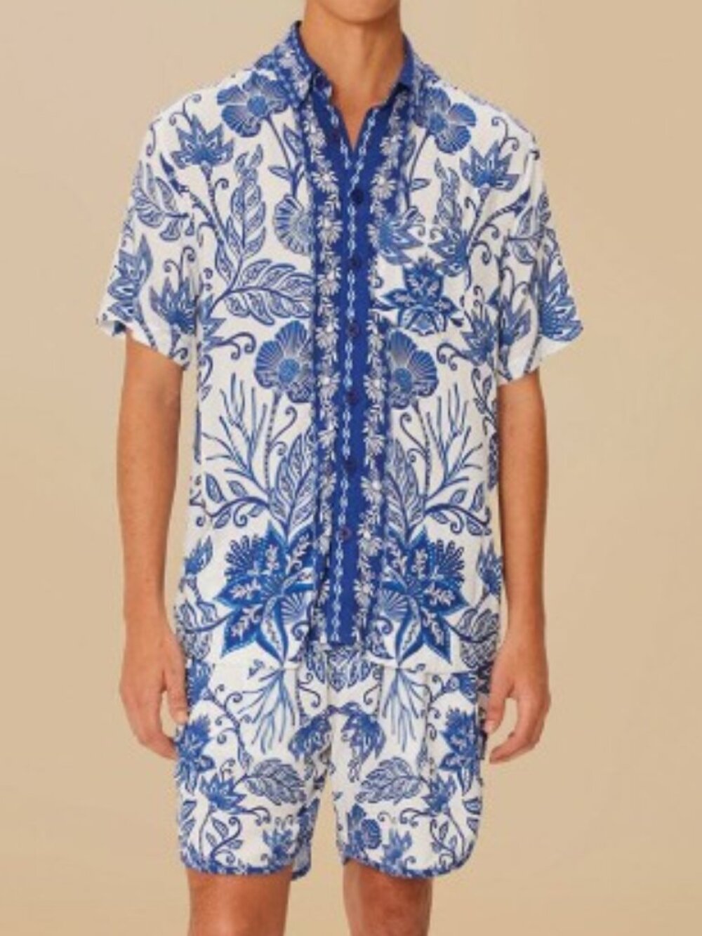 FARM Rio multicolor summer picnic lenzing™ shirt & shorts matching set - Mens XL